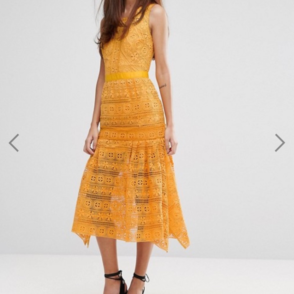 Asos Mustard Lace Dress (US 6)